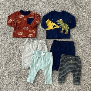 Lot of 6 Carter’s Infant Baby Tops and Pants - Size 3M 3 Months